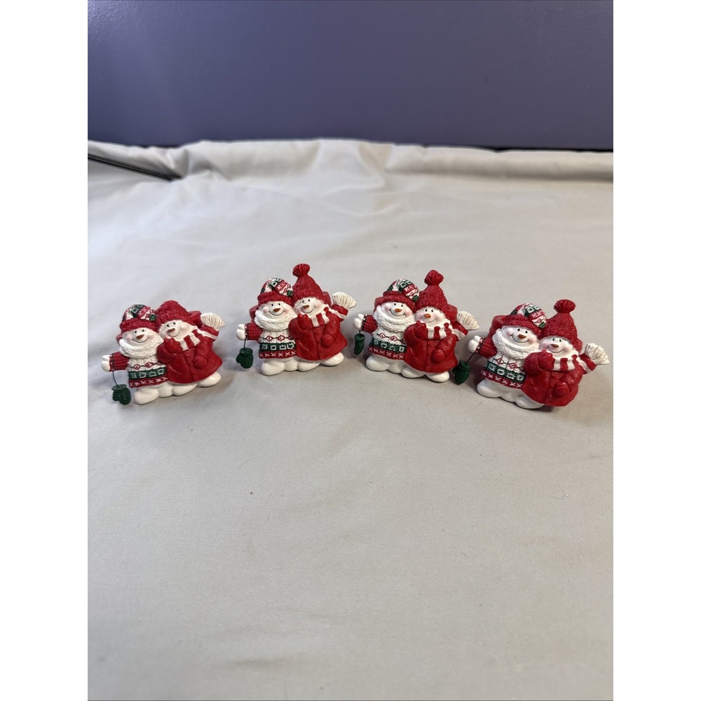 Hallmark Mitford Snowmen Napkin Rings Set of 4 Christmas Holiday Table Decor